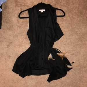 Faux Suede vest with braided feather tie